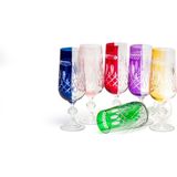 Leonarte Casa Bohemia Kristal Hybrıd 180ML Renkli Kesme Kahve Su Bardağı