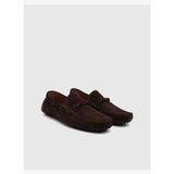 Leone Süet Deri Erkek Kahverengi Loafer Ayakkabı
