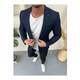 leonmen Italyan Stil Erkek Slim Fit Yün Blazer Tek Ceket