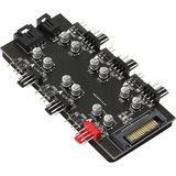 Leonpro Argb ve Pwr Denetleyici Hub 6 Port 12V 4pin Fan ve 5V 3pin Rgb Fan Kontrol - Siyah