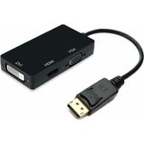 Leonpro Display Port To DVI VGA HDMI Çevirici Dönüştürücü Aparat - Siyah