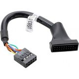 Leonpro USB 3.0 19 Pin Erkek To 9 Pin USB 2.0 Dişi Çevirici Kablo 15CM - Siyah