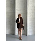 Leopar Astarlı Blazer Ceket - Kahverengi