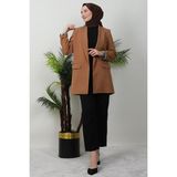 Leopar Astarlı Ceket Sütlükahve - 44