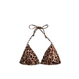 Leopar Bikini Üstü Üçgen İpli