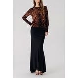 Leopar Bisiklet yaka leopar desenli yün triko kazak 28866 | M