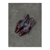leopar by çetinay Veloura Şık Bordo Rugan Slingback – Çapraz Bantlı, Düşük Topuklu Kadın Ayakkabı