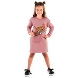 Leopar Cepli Kız Çocuk Elbise