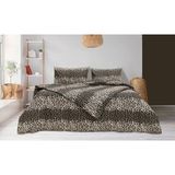 Leopar Çift Kişilik Nevresim Takımı | Çarşafı Lastikli 180X200 cm | %90 Pamuk - Kahverengi - 200 x 220 cm