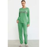 Leopar Çizgili Jogger Pijama Takım - Yeşil