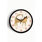 Leopar Çizim Tasarımı Modern Duvar Saati - 30cm - Önü Camlı Siyah Kasa - Sessiz Mekanizma, JH1056S30SKP