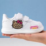 Leopar Desen Animasyon Karakter Logolu Beyaz Bantlı Çocuk Spor Ayakkabı Sneaker