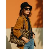 Leopar Desen Büyük Boy Çanta - Sarı Leopar