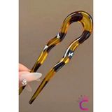 Leopar Desen Geometrik Tasarım Asetat Kadın Saç Topuz Tokası 12.5 cm - Çubuk Toka Saç Çubuğu - Tek Ebat