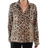 Leopar Desen Rahat Kalıp Gömlek (Kahverengi, M)