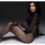 Leopar Desen Vücut Çorabı