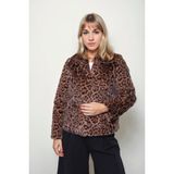 Leopar Desen Yumoş Çıtçıtlı Ceket