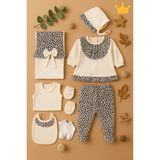 Leopar Desenli 8 Li Kız Bebek Hastane Çıkışı Yenidoğan Seti 5049 - 0 - 3 Ay - Krem