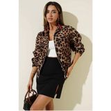 Leopar Desenli Astarlı Ceket Siyah T1192