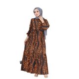 Leopar Desenli Beli Tünelli Viscon Elbise-Gri