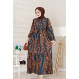 Leopar Desenli Beli Tünelli Viscon Elbise-Mavi - 40