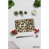 Leopar Desenli Cam Kesme Tablası, 20X30 Cm, Şık ve Dayanıklı Tasarım - Ahşap - Bej - Siyah - Seçenek 1