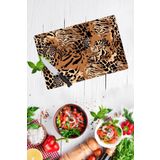 Leopar Desenli Cam Kesme Tahtası - Cam Kesme Tablası | 20 Cm X 30 Cm