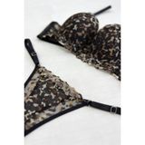 Leopar Desenli Dantel Detaylı Sütyen String Takımı