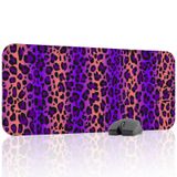 Leopar Desenli Dikişli Kenar Oyuncu Gaming Mouse Pad Kauçuk Kaymaz Taban Mousepad (Mor, 70x30 XL)