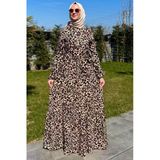 Leopar Desenli Elbise Kahve