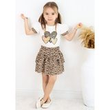 Leopar Desenli Etekli Kız Çocuk 2 Li Takım 2/6 Yaş - Kahve - 3 Yaş
