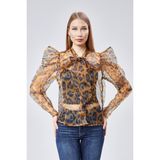 Leopar Desenli Gömlek - Koyu Sarı - Standart