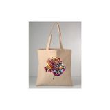 Leopar Desenli Gül Çiçek Baskılı 35X40 cm Ham Bez Omuz Çantası - 35 x 40 cm - Ekru