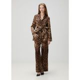 Leopar Desenli Ipek Pantolon - Kahverengi - 38