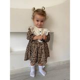 Leopar Desenli Kadife Elbise - 5 Yaş