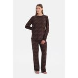 LEOPAR DESENLİ KAYIK YAKA TİŞÖRT PANTOLON TAKIM
