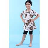 Leopar Desenli Kız Çocuk Boneli Mayo Takımı