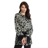 Leopar Desenli Kuş Tüyü Detaylı Saten Bluz – Şık ve Modern Tasarım, YEŞİL, 38