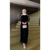 Leopar Desenli Merserize Elbise - Siyah - Standart
