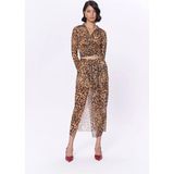 Leopar Desenli Midi Etek Kahve - Kahverengi