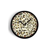 Leopar Desenli Modern Duvar Saati - 30cm - Önü Camlı Siyah Kasa - Sessiz Mekanizma, JH0193S30SKP