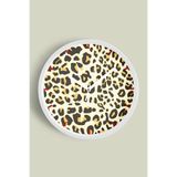 Leopar Desenli Modern Duvar Saati - 35cm - Önü Camlı Beyaz Kasa - Sessiz Mekanizma, JH0193S35BKP