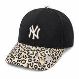Leopar Desenli NY New York Nakışlı Kumaş Unisex Spor Şapka (Beige)
