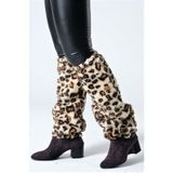 Leopar Desenli Peluş Tozluk