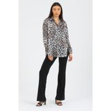 Leopar Desenli Salaş Oversize Saten Gömlek 36
