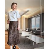 Leopar Desenli Saten Verev Etek - M