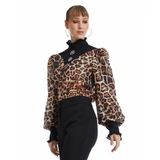 Leopar Desenli Şık Bluz – Zarif Taş Detaylarıyla Modern Tasarım, CAMEL, 44