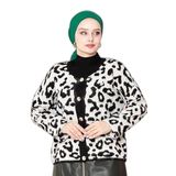 Leopar Kısa Hırka -Beyaz