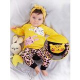 Leopar Kız Bebek T-shirt Tayt-Pantolon Takım