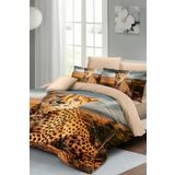 Leopar Lastikli Çarşaflı %100 Pamuk Saten Çift Kişilik Nevresim Takımı Cheetah